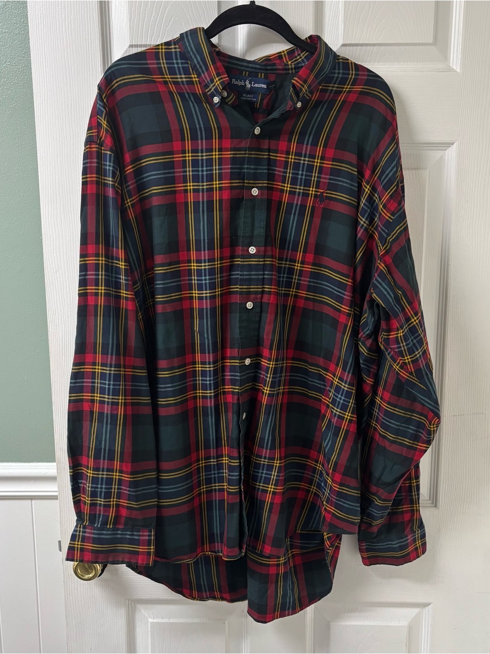 Ralph Lauren Blake 100% Cotton Button-Down Long Sleeve Plaid Shirt Men’s XXL